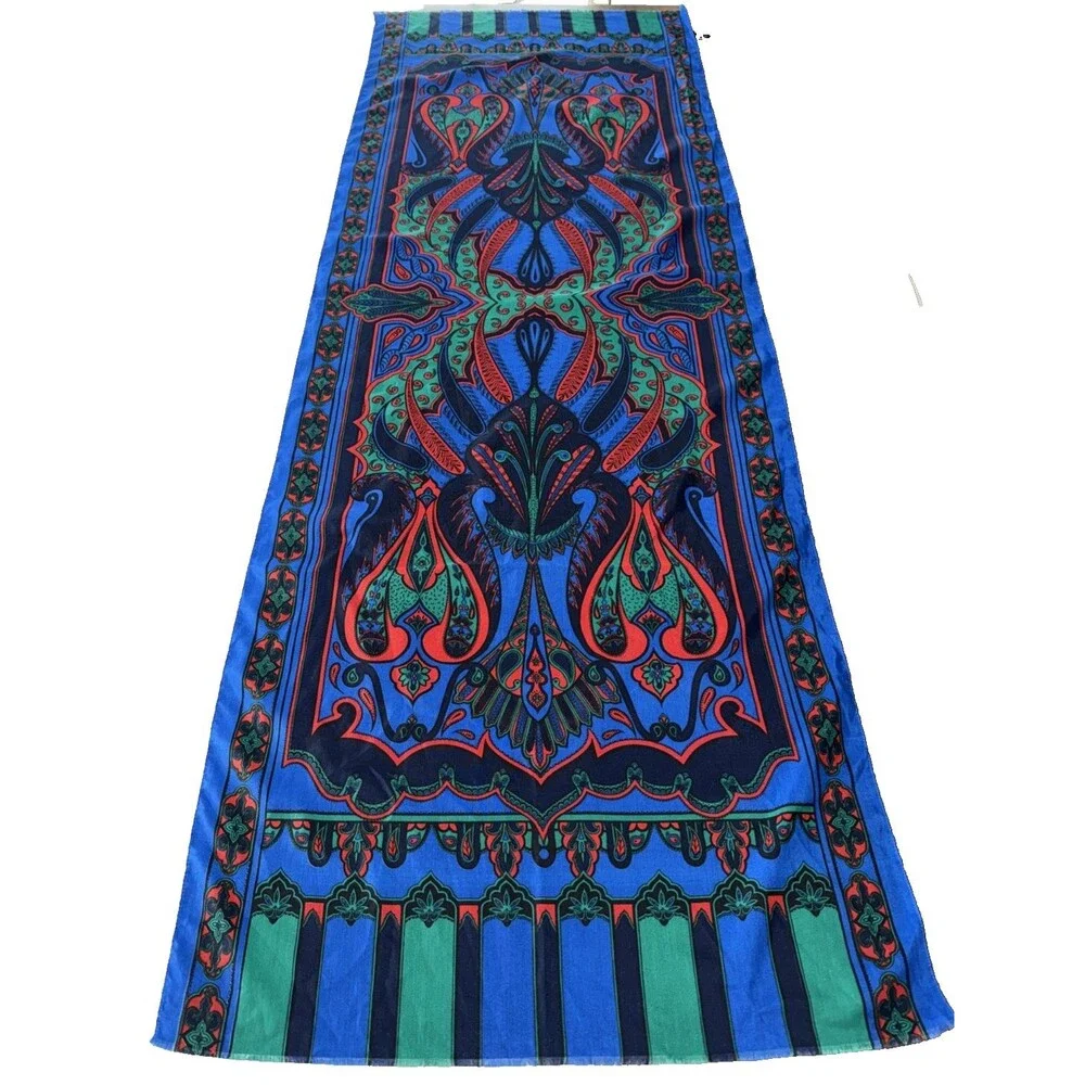 Gim Renoir Italian Paisley Baroque Print Scarf Long Rectangle Wrap 67x24 Italy
